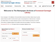 Tablet Screenshot of ironwoodcarnegie.newspaperarchive.com